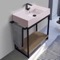 Modern  Console Vanity, Pink Ceramic Sink, 35